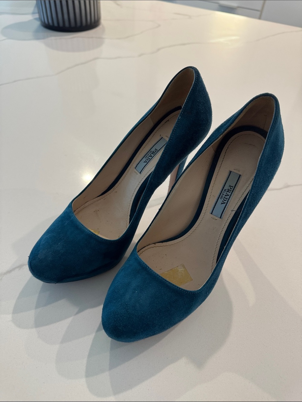 Prada Teal Suede Stiletto Pumps - Women's - Picture 4 of 7